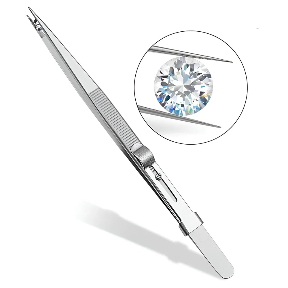 Professional Stainless Steel Tweezers Adjustable with Buckle Slide