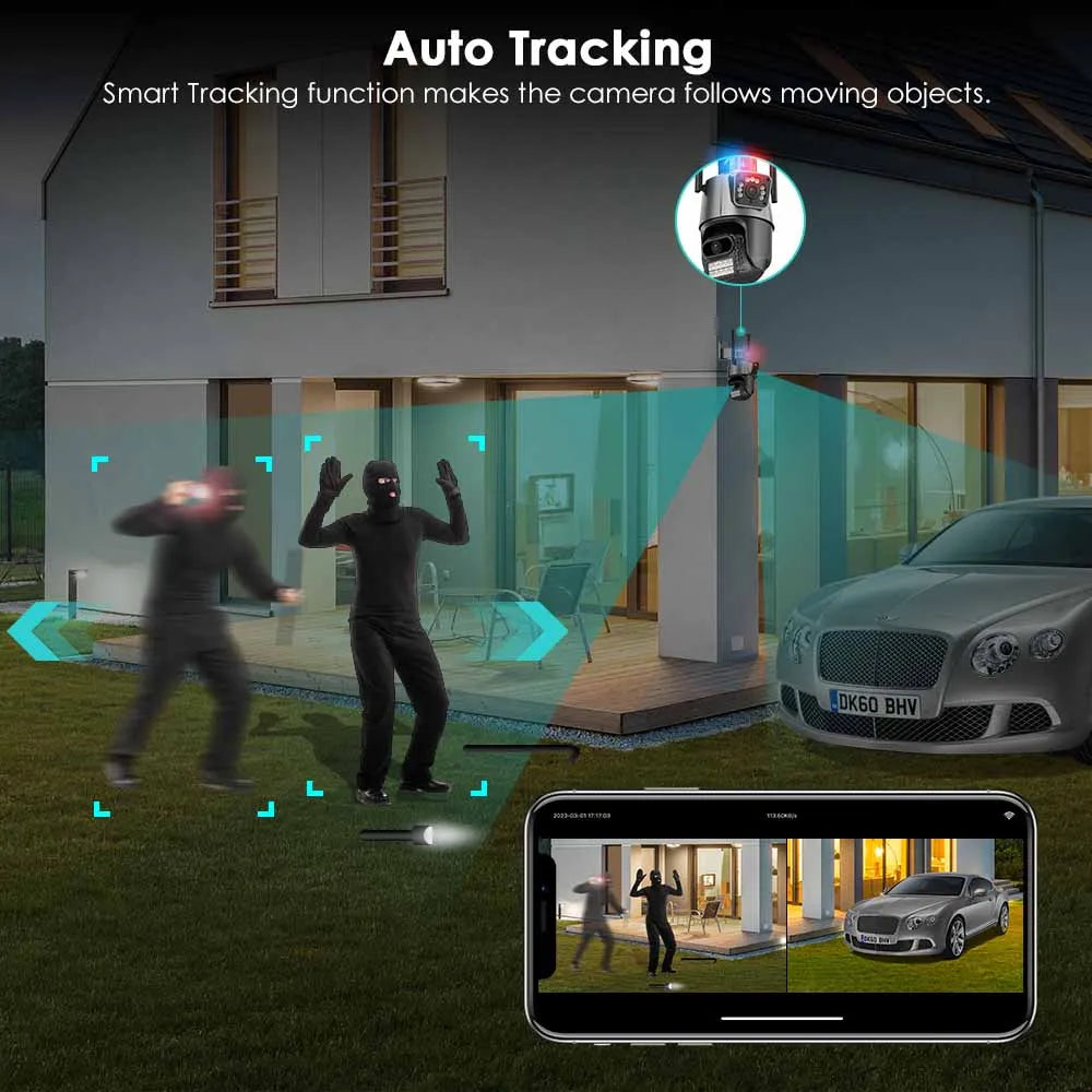 BESDER Wifi PTZ Camera 8MP Dual Screen IP Cam Outdoor Surveillance