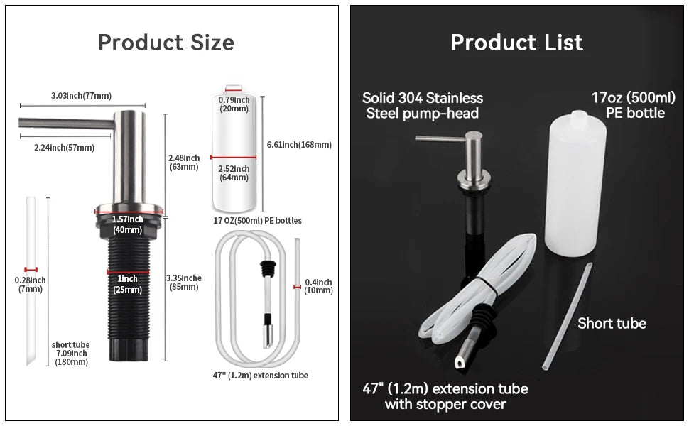 Solid 304 Stainless Steel Soap Dispenser for Kitchen Sink