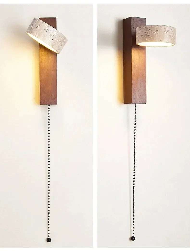 Rotatable Spanish Natural Limestone Round LED Wall Lamp Double‑Sided