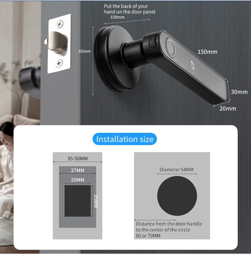 Tuya App Bluetooth Smart Fingerprint Door Lock Password Mechanical