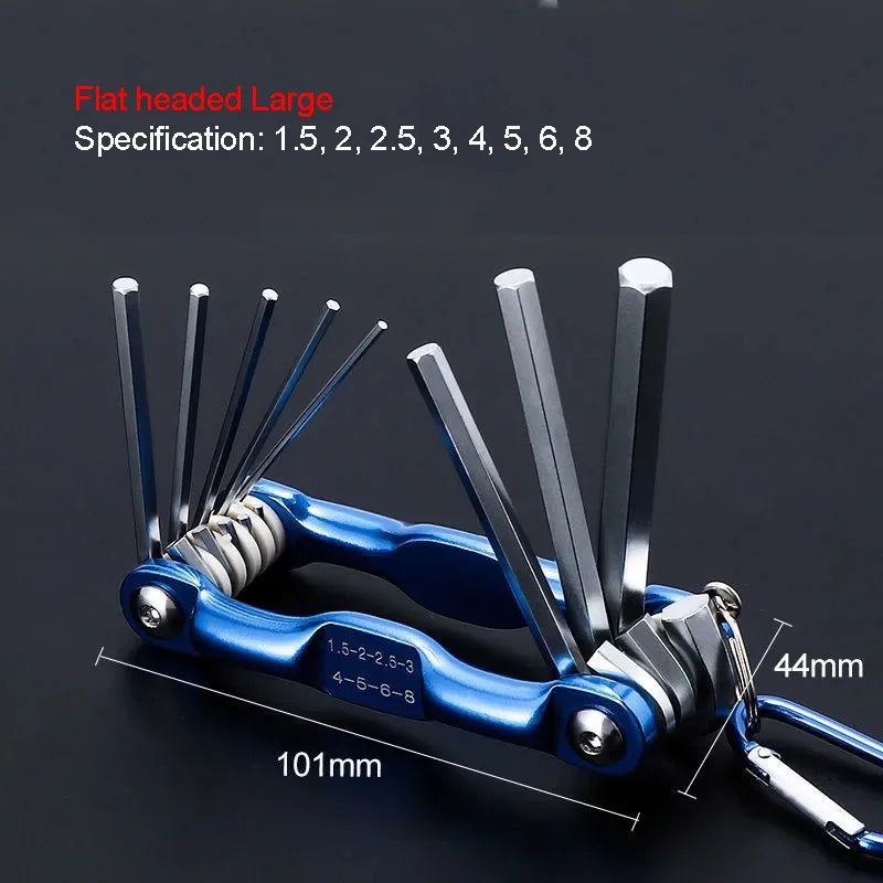 Portable Folding Hex Wrench Allen Set Metal Metric System Torx