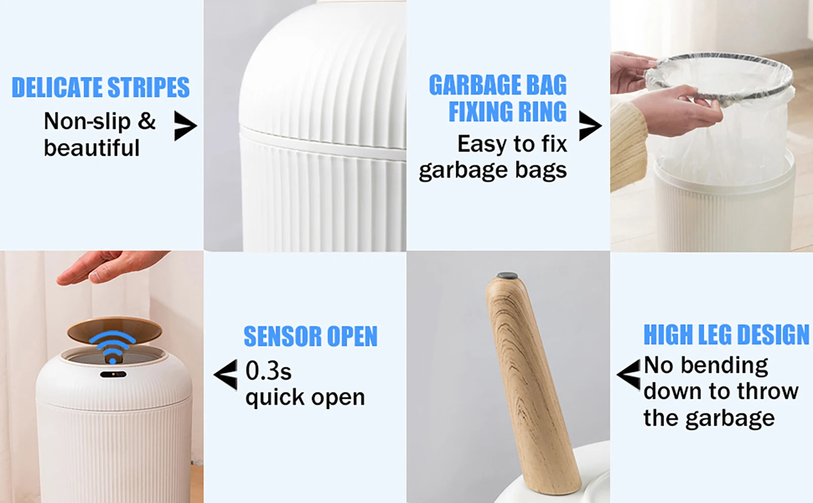 Automatic Trash Can with Lid, Small Plastic Smart Trash Can