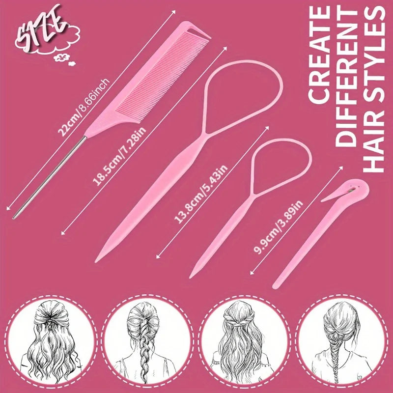4/5pcs/Set Hair Loop Tool Set 2pcs French Braid Tool Loop 1pc Rat