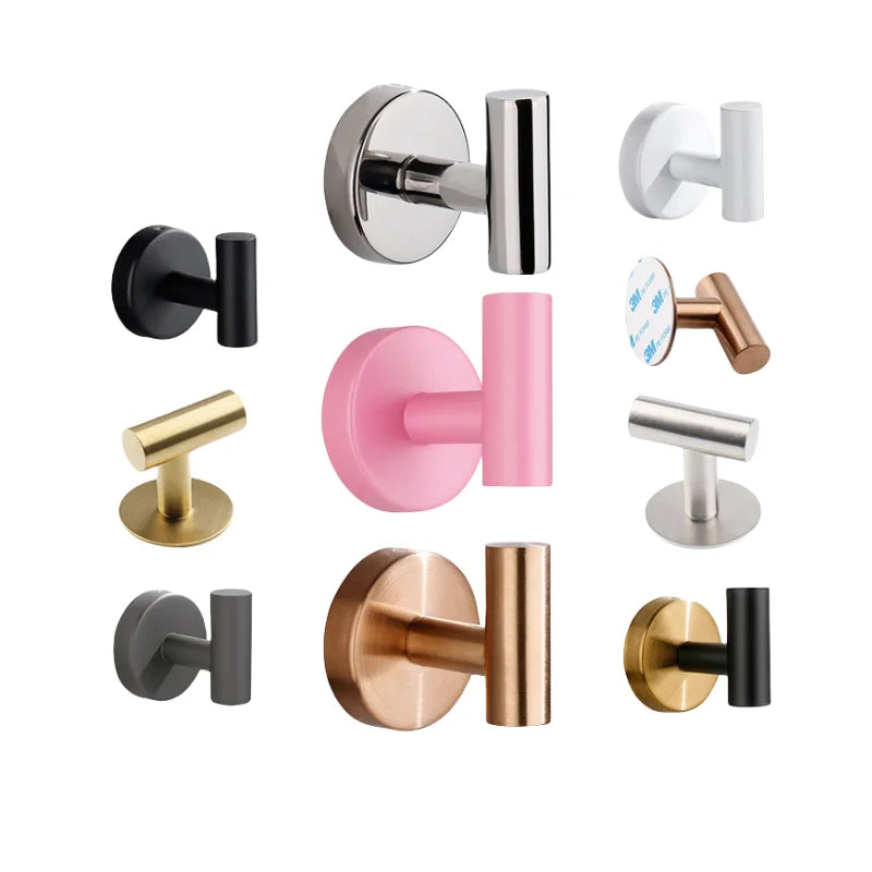 Adhesive/Screw Wall Hooks Key Coat Robe Hanger Kitchen Hardware Rack