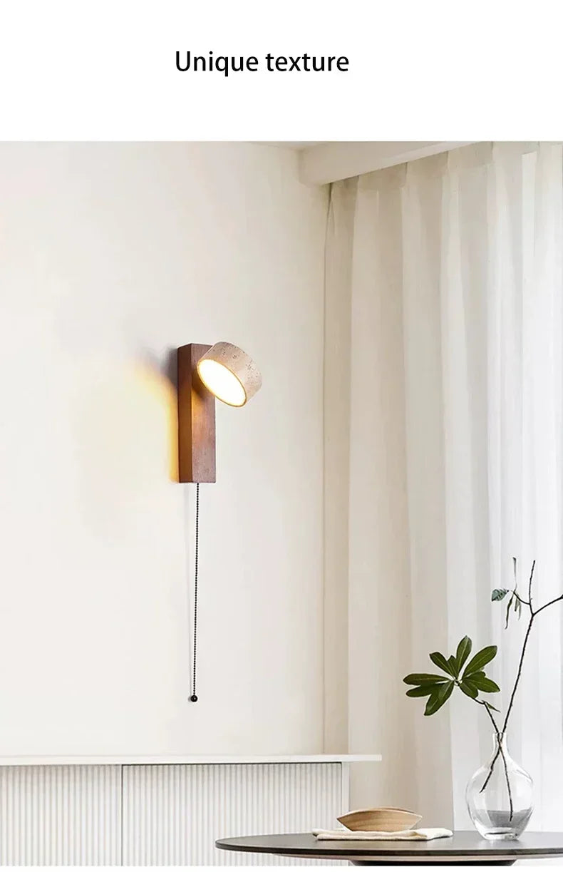 Rotatable Spanish Natural Limestone Round LED Wall Lamp Double‑Sided