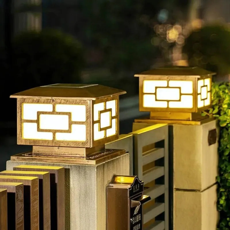 Timed LED Solar Outdoor Light Pillar Solar Lights Waterproof Thick
