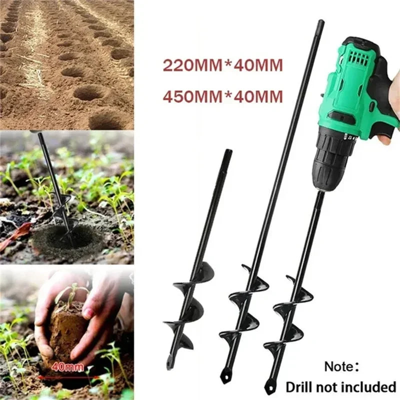 2 Sizes Spiral Garden Drill Bit - Auger Hole Digger Ground Tool