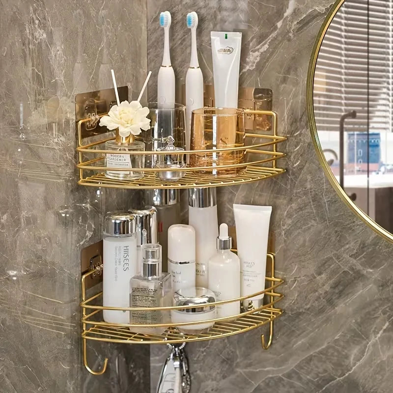 2pcs Luxury Metal Corner Shelves - Wall-Mounted, Painted Finish