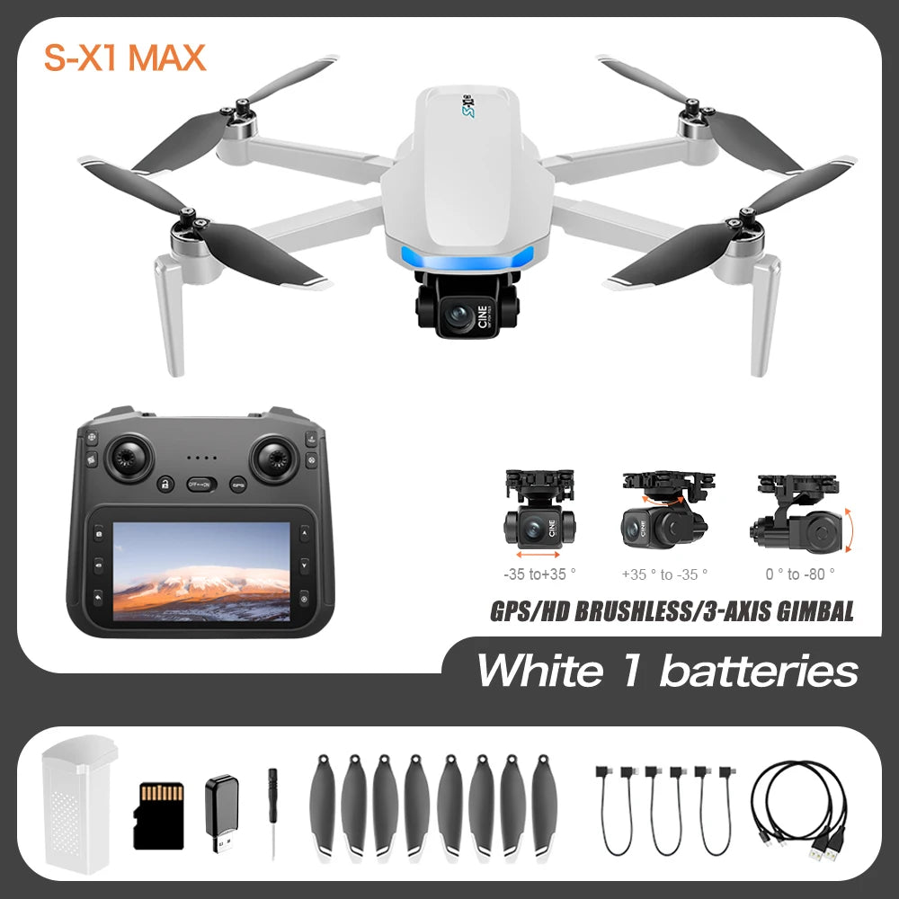 S-X1 MAX GPS Drone Professional 4K Camera 3-axis Gimbal Aerial FPV