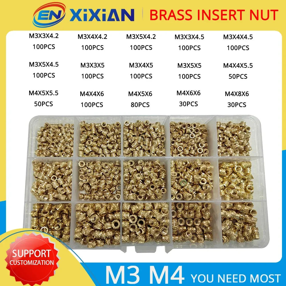 M2 M2.5 M3 M4 M5 M6 Brass Heat Set Insert Nut Hot Melt Knurled