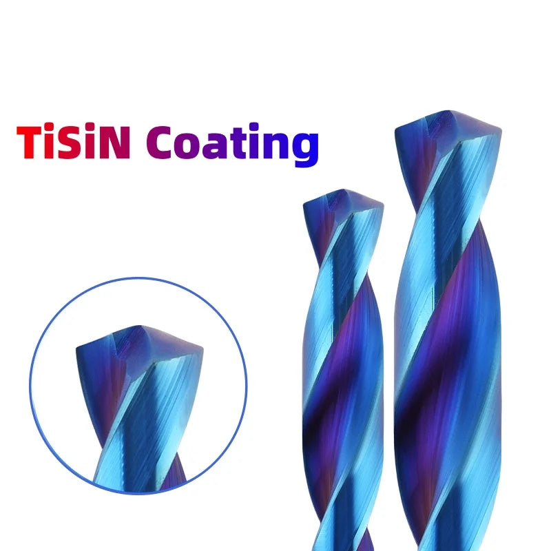 HRC70 Solid Carbide Twist Drill Bit Blue Coated 1mm-17.9mm CNC NC