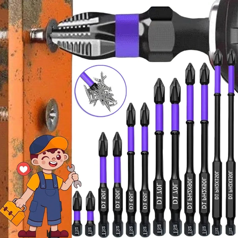 Magnetic Screwdriver Drill Bit Set Non-slip Cross Head Impact Bit