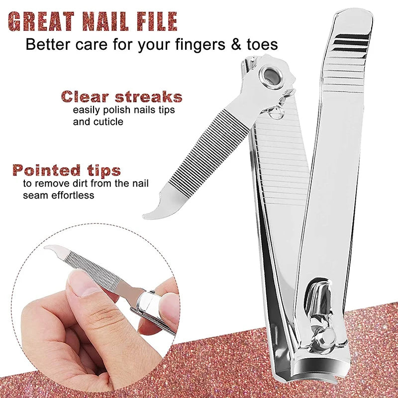 Splash resistant nail clippers, stainless steel scissors