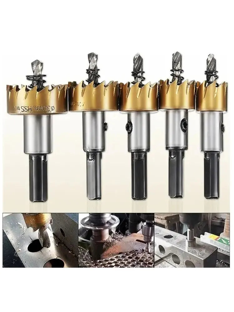 5pc Titanium Plated Serrated Hole Opener Gold Aluminum Plate Iron