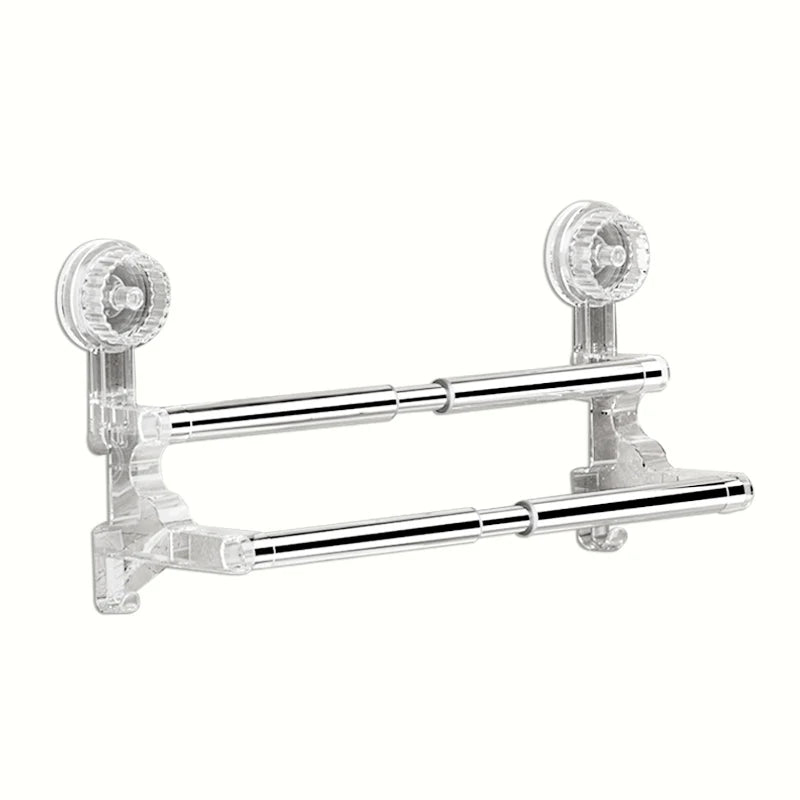 Double Layer 56-94cm Suction cup wall mounted towel rack, Non Perfo