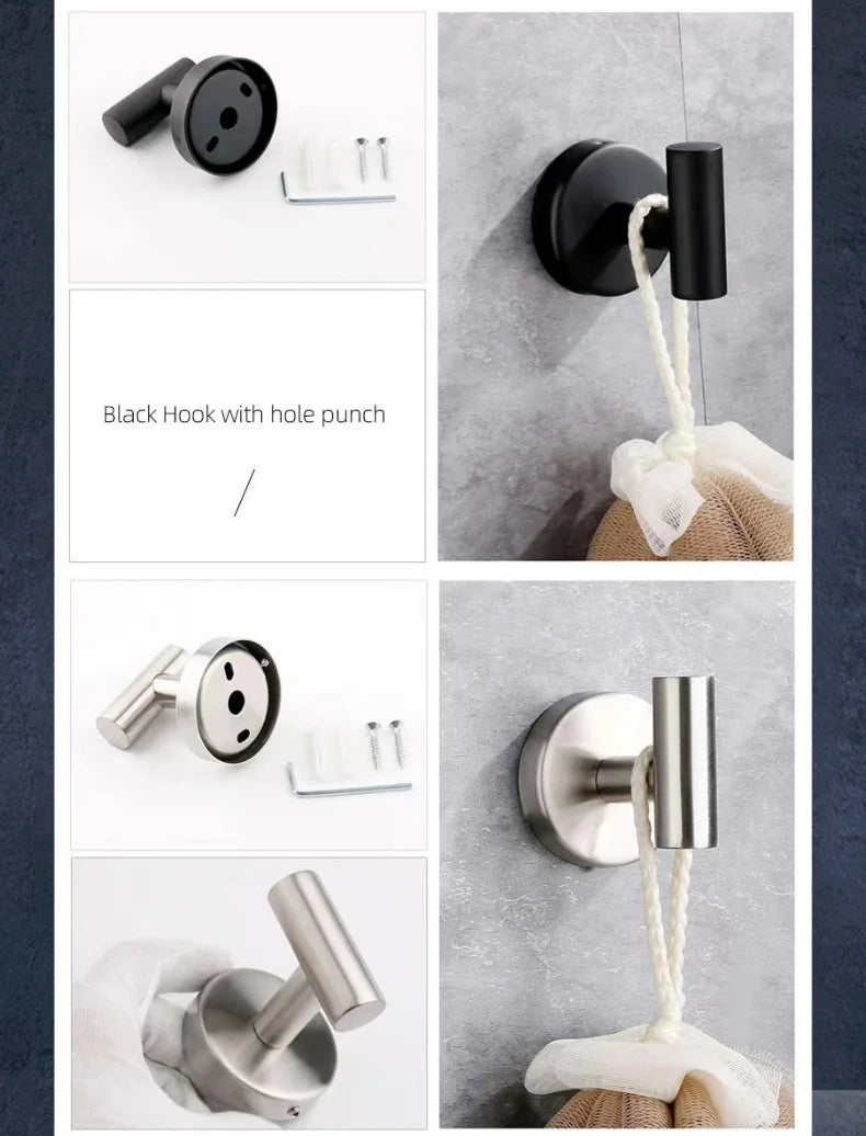 Adhesive/Screw Wall Hooks Key Coat Robe Hanger Kitchen Hardware Rack