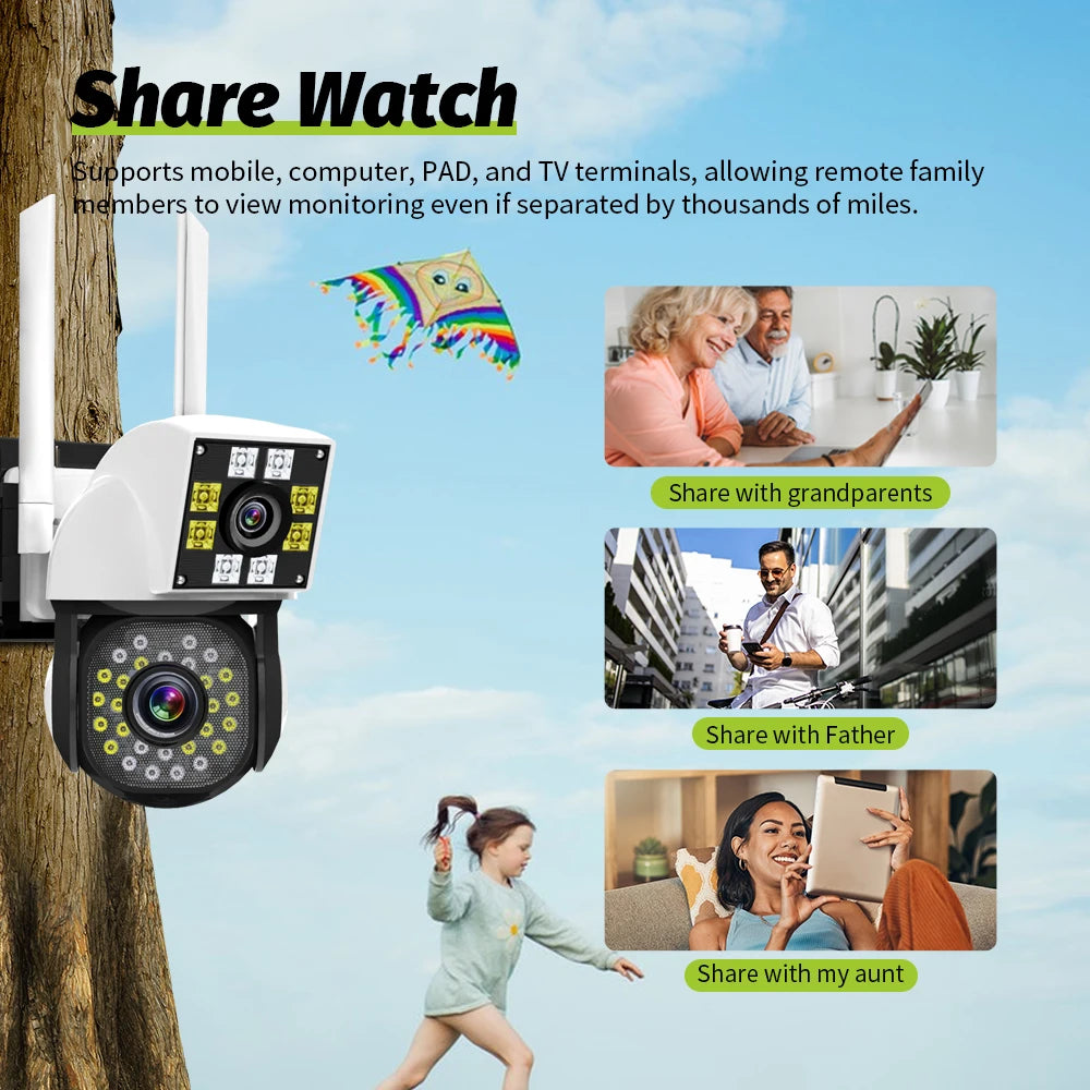 Neye 4K/8MP Wireless WiFi Camera 1080P Dual Lens Dual Screen Outdoor