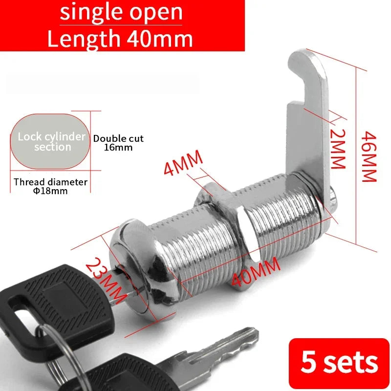 5/20 Sets Security Cam Locks - Metal Alloy Cylinder Cabinet Locker