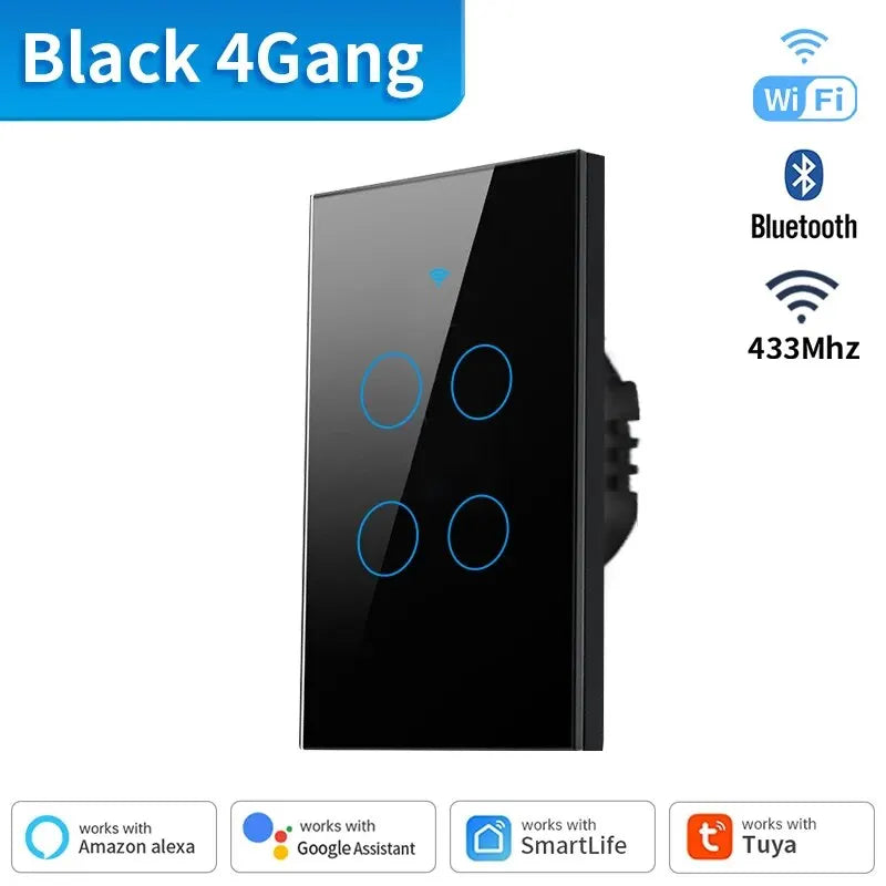 Tuya US WiFi+Bluetooth Smart Wall Switch RF433 1/2/3/4 Gang Smart