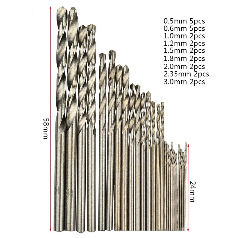 25Pc Hss Micro Drill Bit Set 0.5mm-3mm High Speed Steel Pcb Small