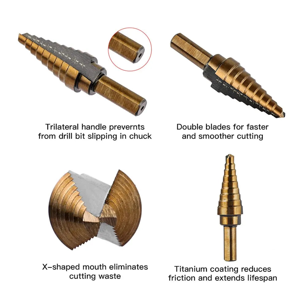 HSS 4241 Cobalt Multiple Hole 50 Sizes Step Drill Set Tools Aluminum