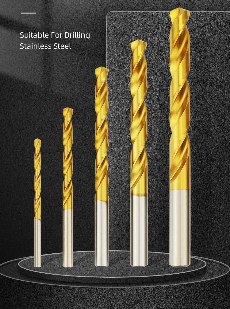 Titanium Twist Drill HSS High Speed Steel Drill Bits 10Pcs Power