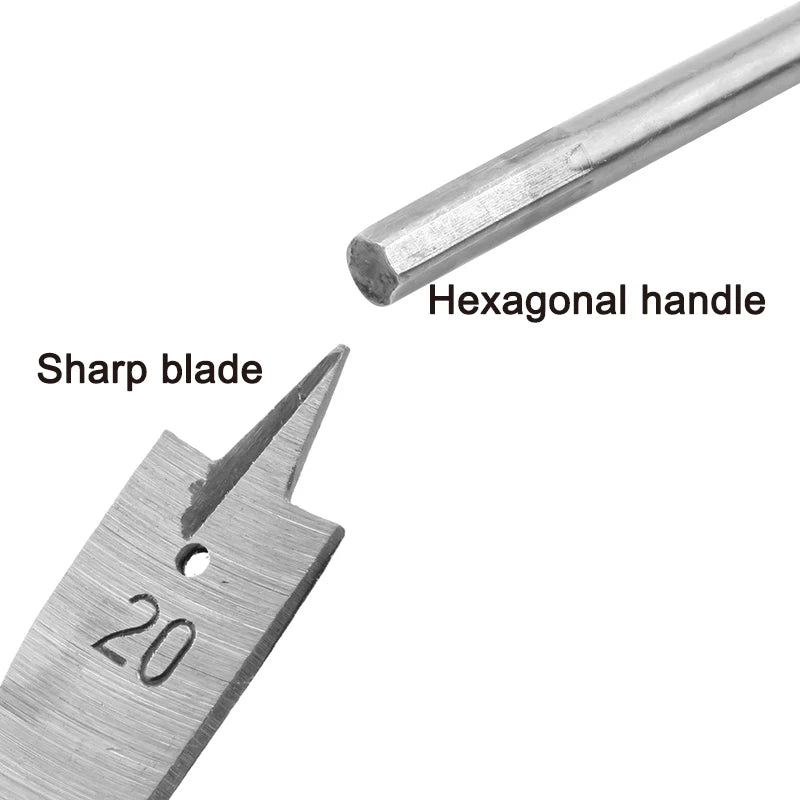 6pc Natural Color Three Pointed Flat Drill Hexagonal Handle