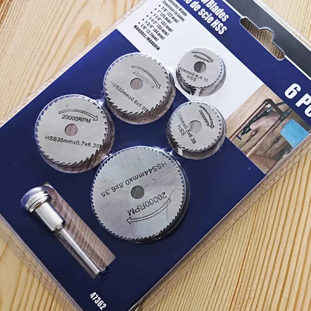HSS Circular Saw Blade Set – 6-Piece High Speed Steel Cutting Discs