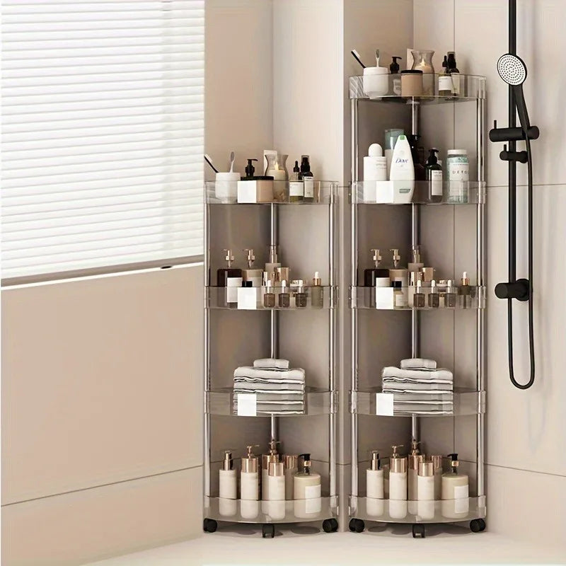 Household Corner Rack With Wheels Stainless Steel Multi-Layer Storage