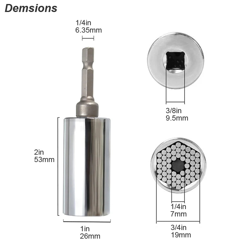 Universal Socket Wrench Head Set Sleeve Gadget 7-19mm Power Drill