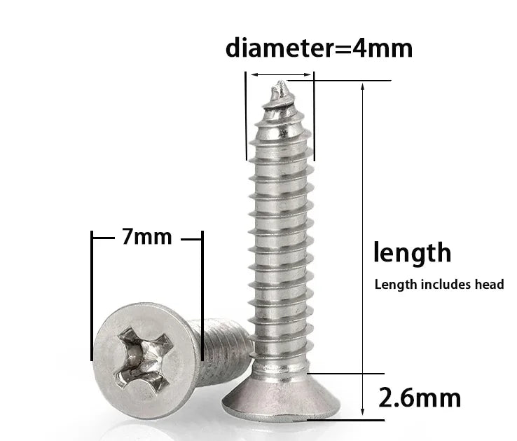 Rust-Resistant M4 x 200mm Flat Head Wood Screws, Self-Tapping & Long