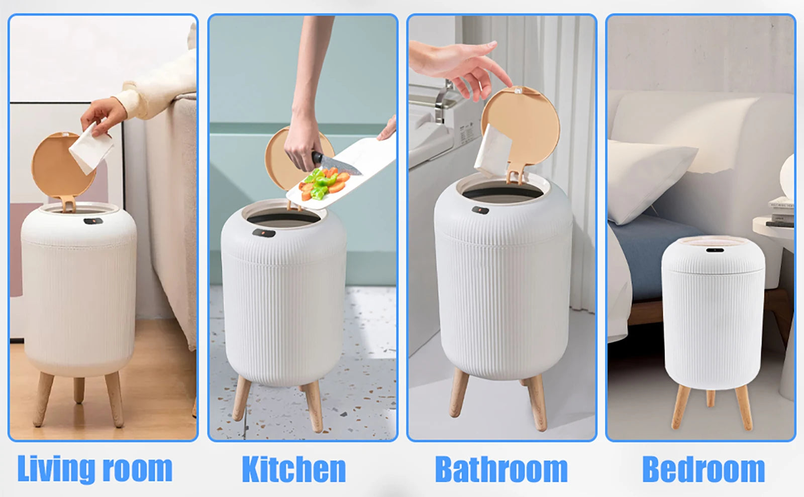 Automatic Trash Can with Lid, Small Plastic Smart Trash Can