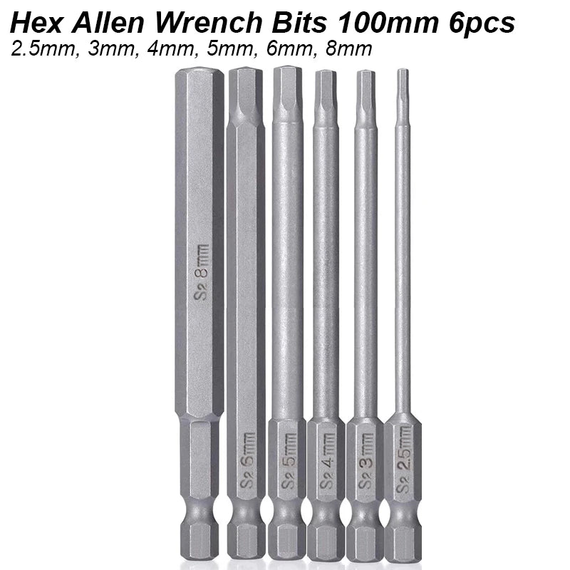 Hex Allen Wrench Bit Set Metric Imperial SAE Screwdriver Electric