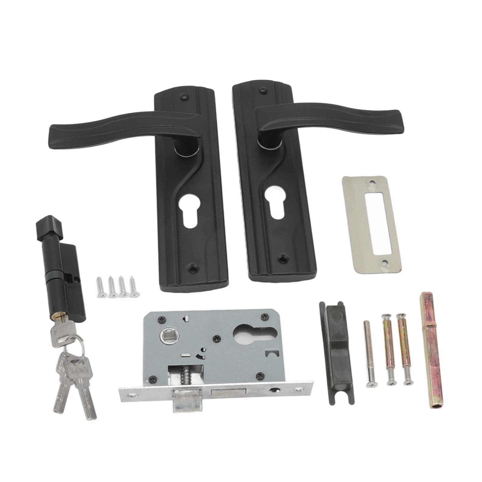 Door Handle Lock Keys Set Bedroom Door Lock Set Large Knob Black
