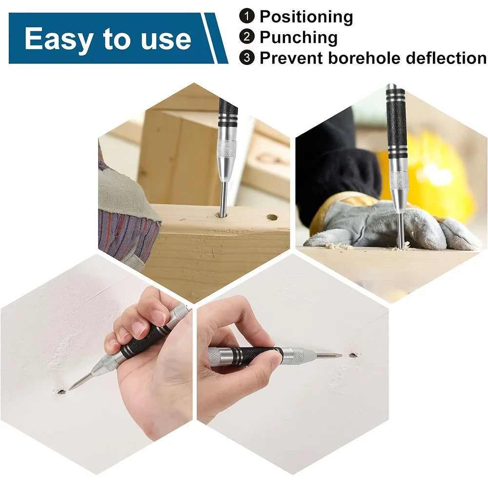 2Pcs Heavy Duty Automatic Center Punch, 5'' Premium Steel Spring