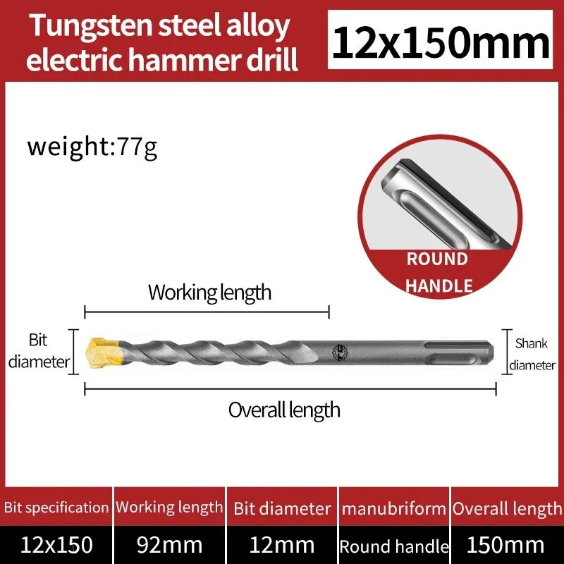 TG Carbide Tungsten Steel Alloy Head Electric Hammer Drill BitA