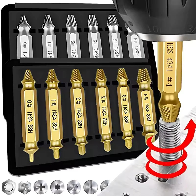 Damaged Broken Screw Extractor Drill Bit Set Stripped Broken Screw