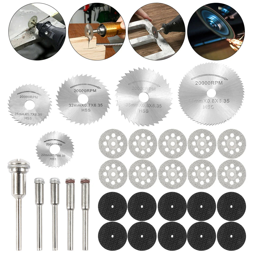 Mini Circular Saw Blade & Grinding Disc Set – 6 to 32 Pieces for Rotary Tools