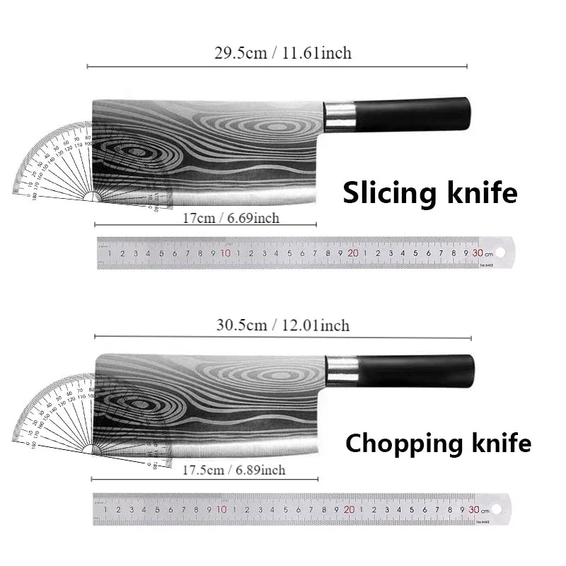 Laser Damascus Pattern Utility Kitchen Knives Scissors Sharpening Rod