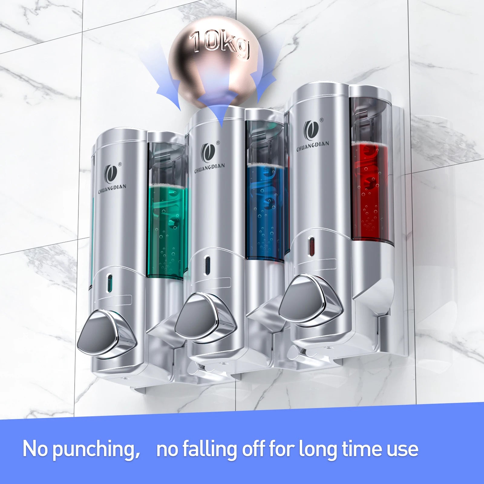 Wall Soap Liquid Dispenser No Drill Bathroom Shampoo