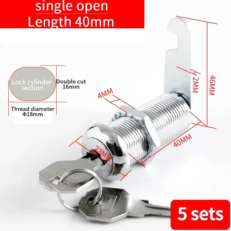 5/20 Sets Security Cam Locks - Metal Alloy Cylinder Cabinet Locker