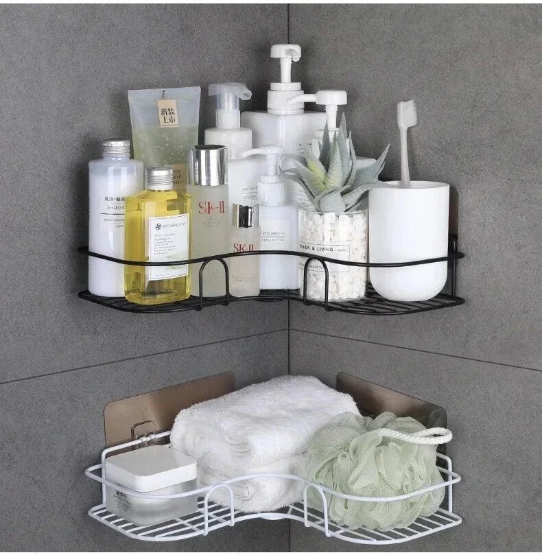 Bathroom Corner Triangle Shelf Wall Mounted Storage Shelves Shampoo