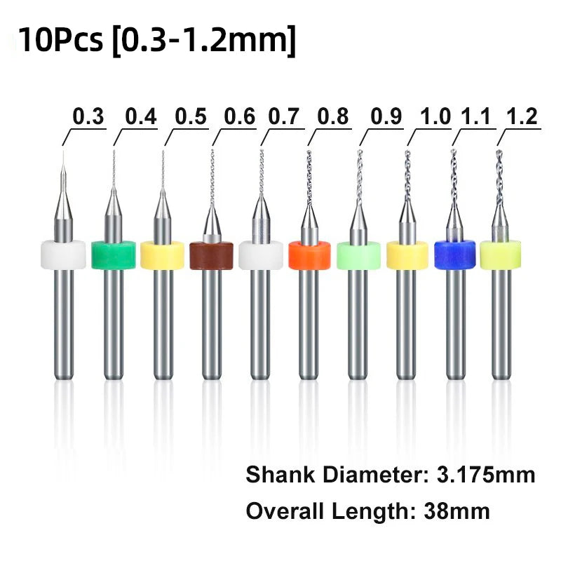 10Pcs Set 0.1mm-2.0mm High Quality Hard Alloy PCB Print Circuit Board