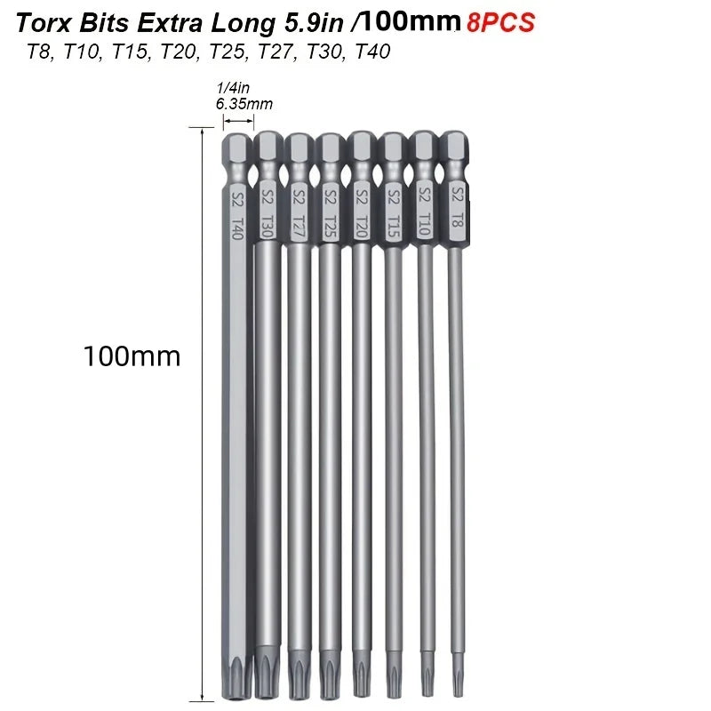8-Piece S2 Steel Hex Handle Hollow Screwdriver Bit Set  - View 1