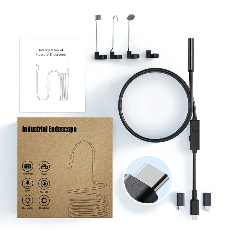 2MP Industrial Endoscope Camera Single/Dual Lens Mini Inspection