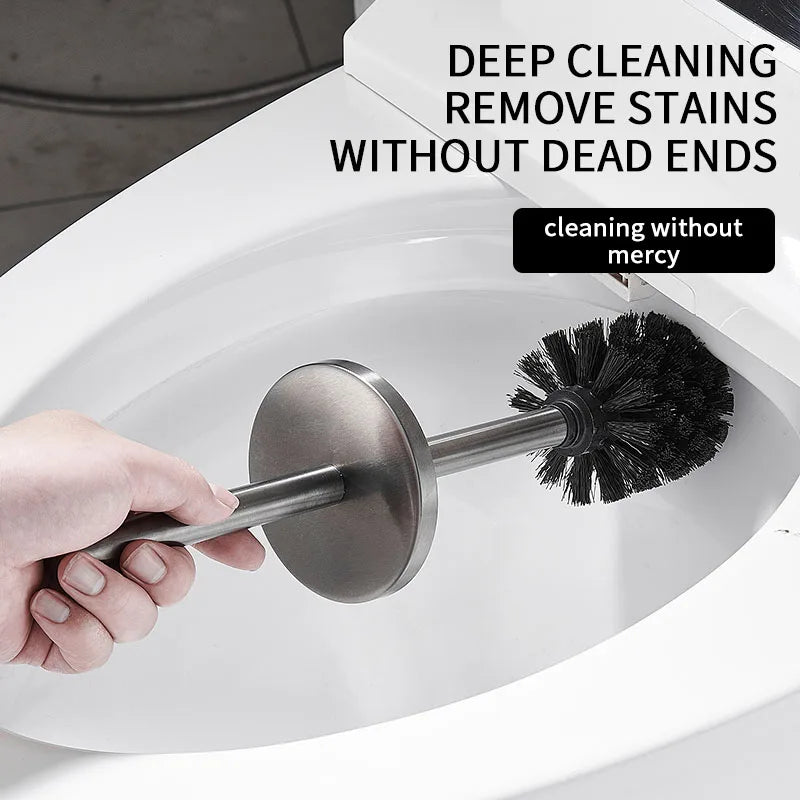 Toilet Brush Wall Mounted 304 Stainless Steel Cleaning Tools No Drill