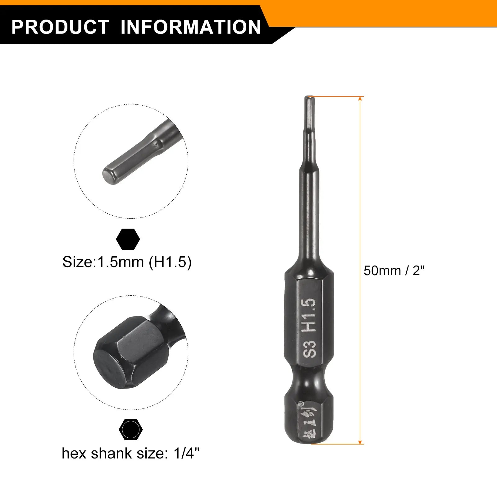 10/15pcs H1.5 H2 H2.5 H3 H4 H5 H6 H8 H10 Hex Head Wrench Drill Bit