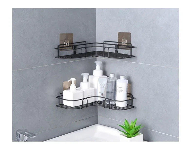 Bathroom Corner Triangle Shelf Wall Mounted Storage Shelves Shampoo