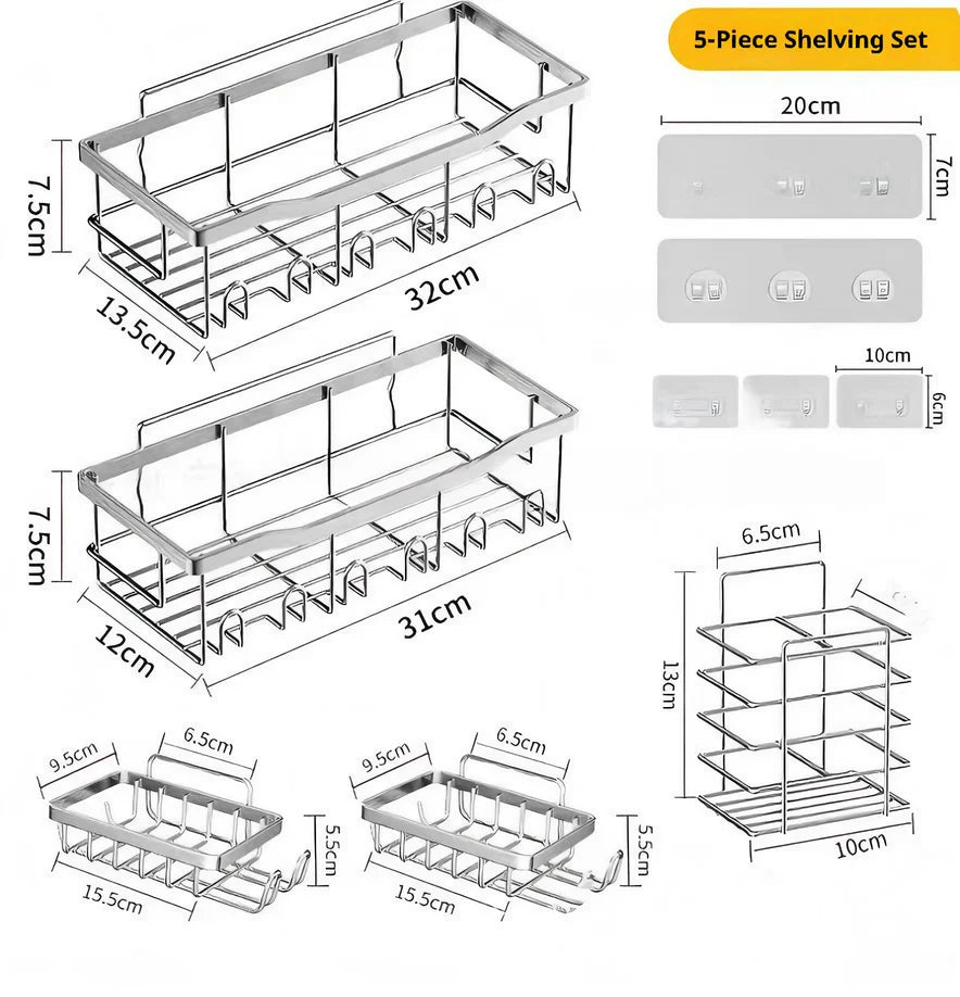 No Drilling Stainless Steel Triangle Double Layer Shelf